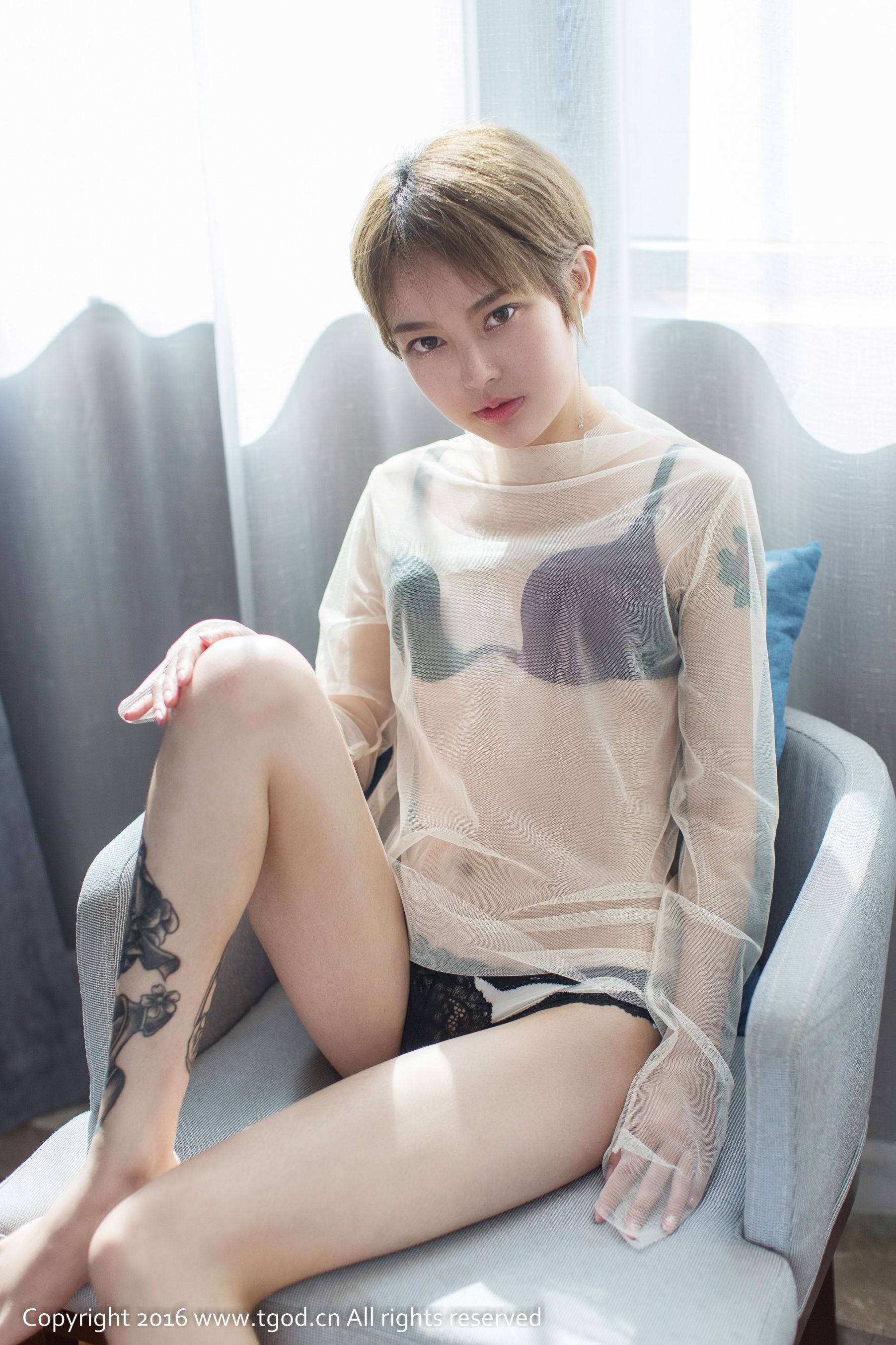 lynne黎茉《透视装短发妹子》 推女神/尤蜜荟插图1
