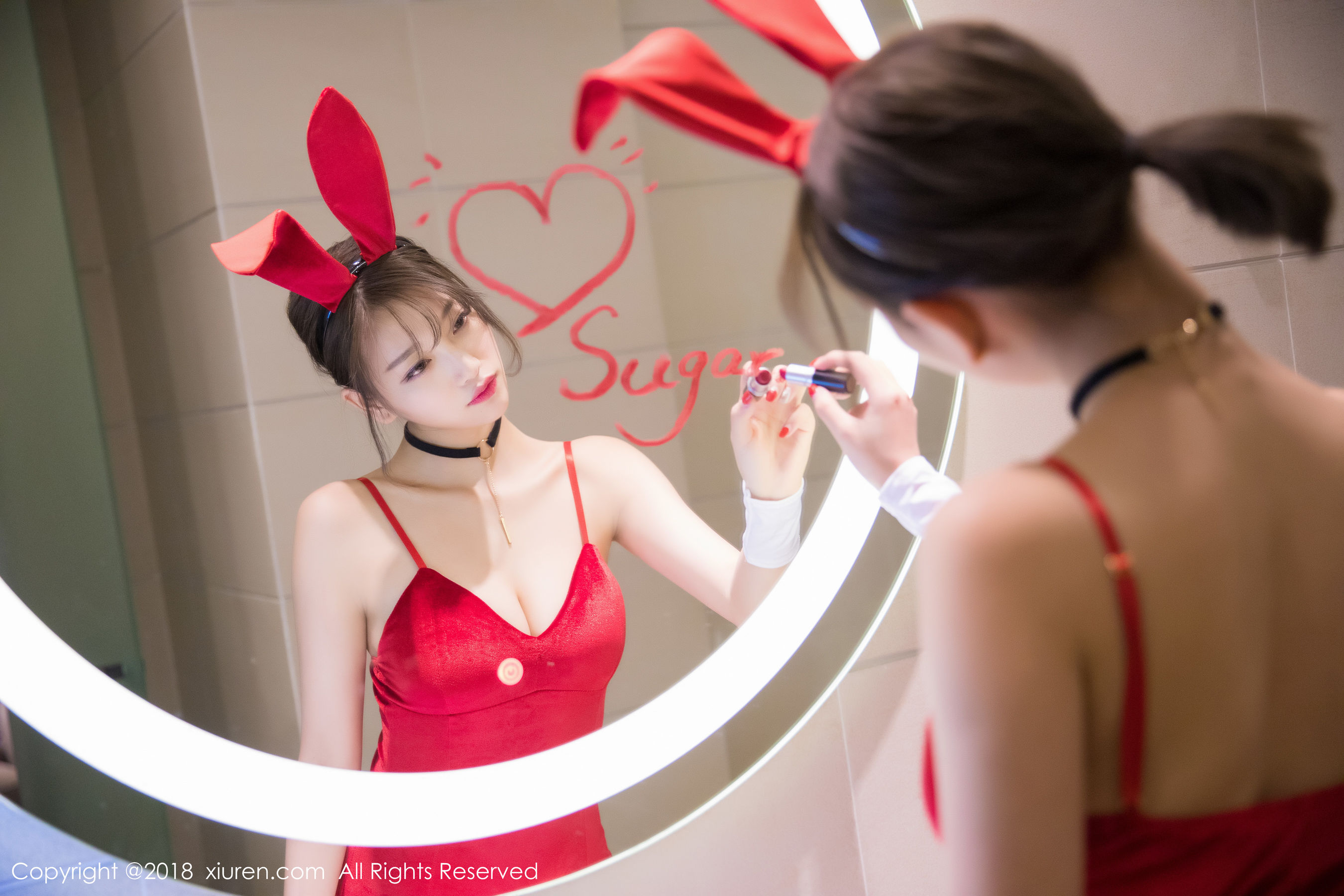 杨晨晨sugar《黑丝兔女郎+浴室湿身系列》 秀人XIUREN No.1033插图6