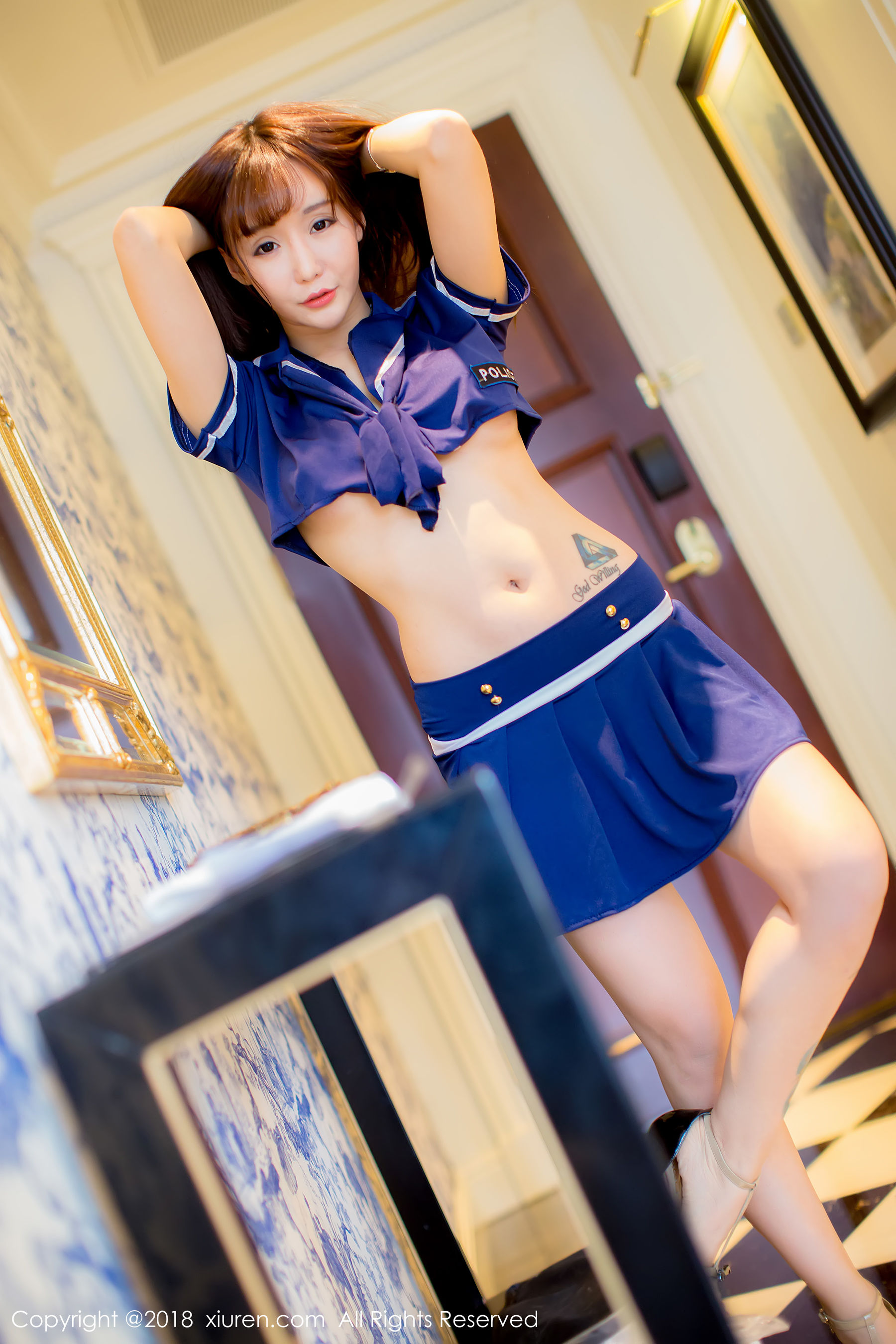 顾灿《蓝色制服》 秀人XIUREN No.1005插图4