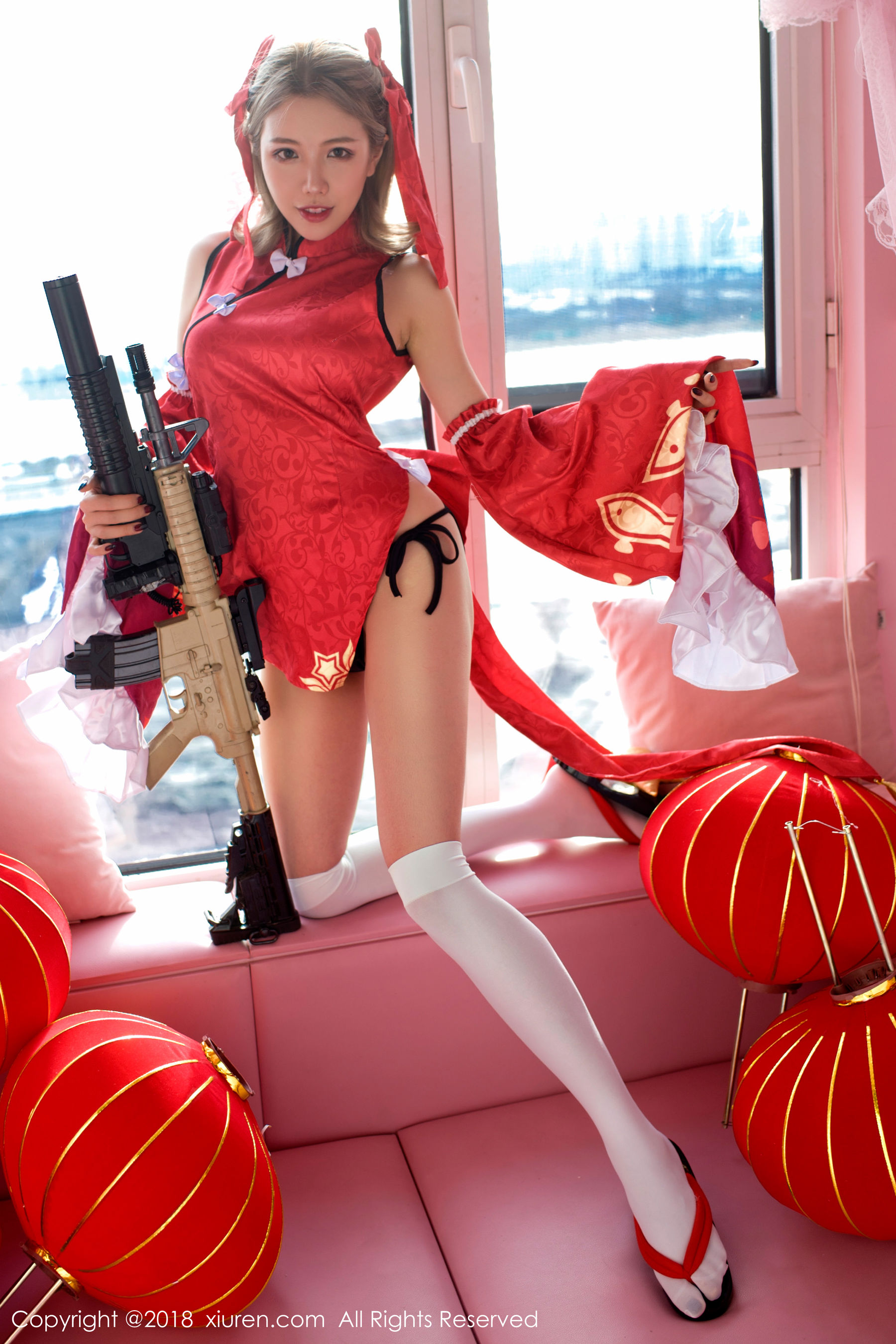 黄楽然《保鲜膜裹身+极品COS枪娘》 秀人 No.911插图6