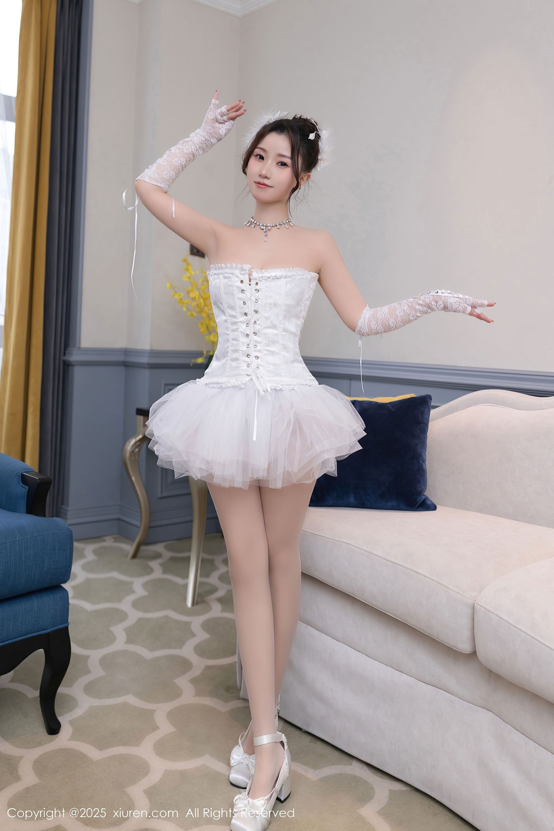 秀人网 No.10161 杏子Yada 白色连衣短插图9