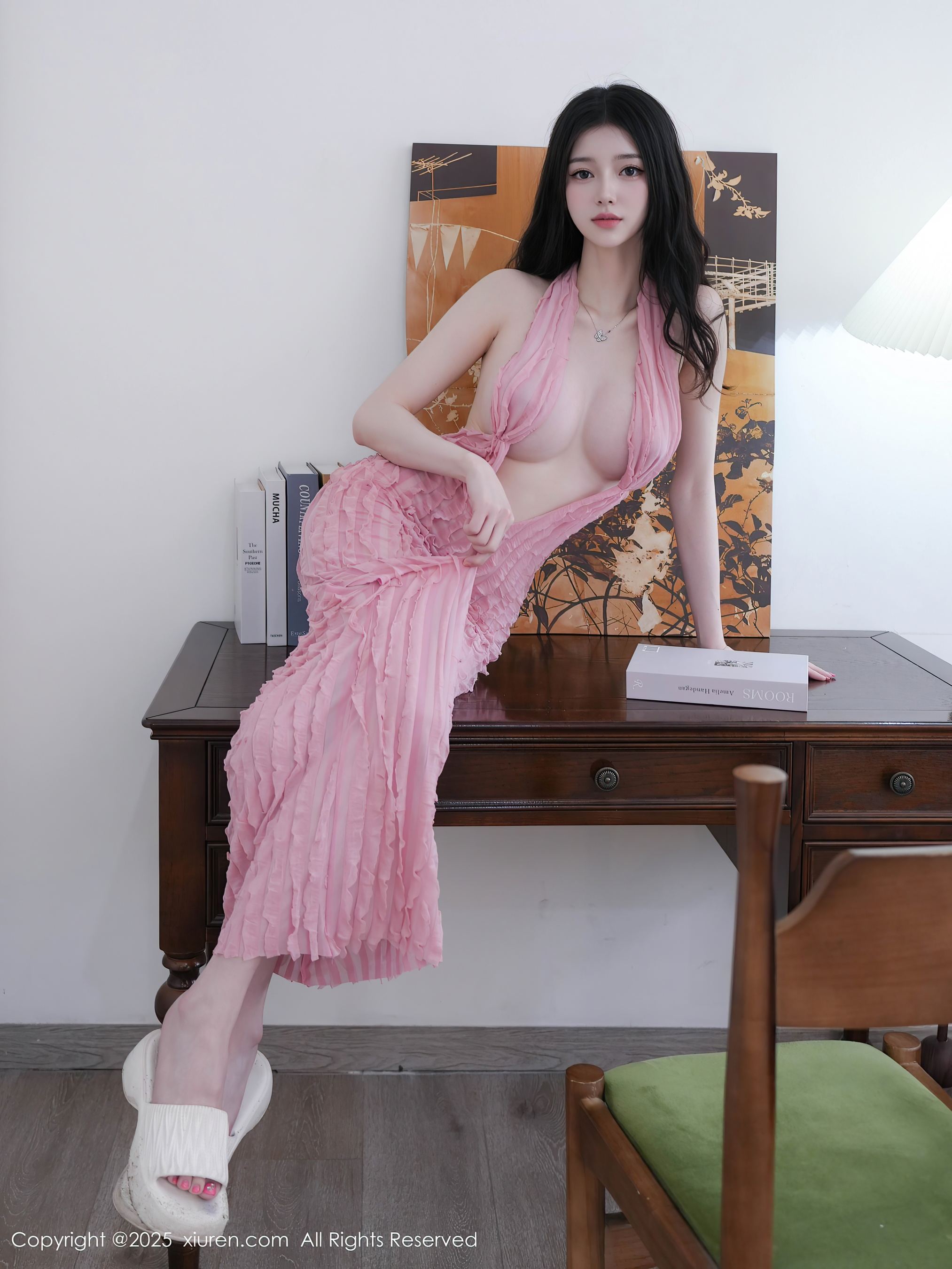 秀人网 No.10309 白小蝶 粉色连衣裙插图8